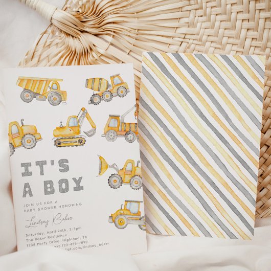 Invitation Baby shower de construction