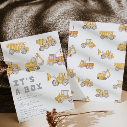 Invitation Baby shower de construction