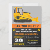 Invitation Baby shower de construction Bulldozer (Devant)