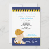 Invitation Baby shower de construction Bulldozer mou (Devant)