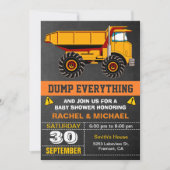 Invitation Baby shower de construction de camions-pousses (Devant)