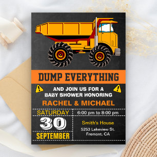 Invitation Baby shower de construction de camions-pousses