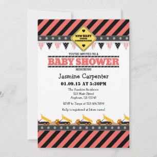 Invitation Baby shower de construction de corail