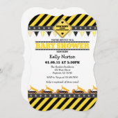 Invitation Baby shower de construction jaune (Devant / Derrière)