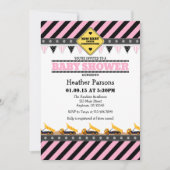 Invitation Baby shower de construction rose (Devant)