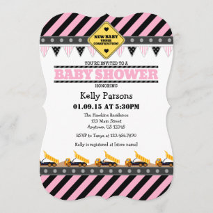 Invitation Baby shower de construction rose