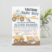 Invitation Baby shower de construction Truck Party (Debout devant)