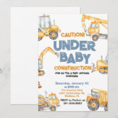 Invitation Baby shower de construction Truck Party (Devant / Derrière)