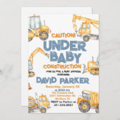 Invitation Baby shower de construction Truck Party (Devant / Derrière)
