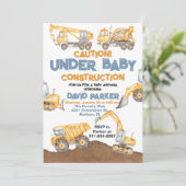 Invitation Baby shower de construction Truck Party (Debout devant)