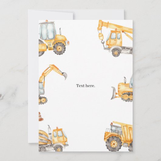 Invitation Baby shower de construction Truck Party (Dos)