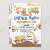Invitation Baby shower de construction Truck Party (Devant / Derrière)