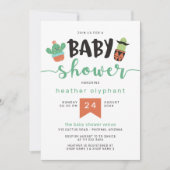 Invitation Baby shower de Cool noir vert Cactus (Devant)