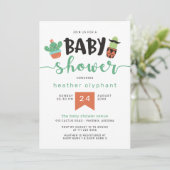 Invitation Baby shower de Cool noir vert Cactus (Debout devant)