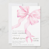 Invitation baby shower de coquette de Bow rose moderne (Devant)