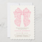 Invitation Baby shower de coquette en dentelle rose douce dou (Devant)