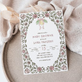 Invitation Baby shower de coquette floral de citron blanc