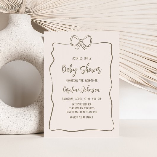 Invitation Baby shower de coquette minimaliste