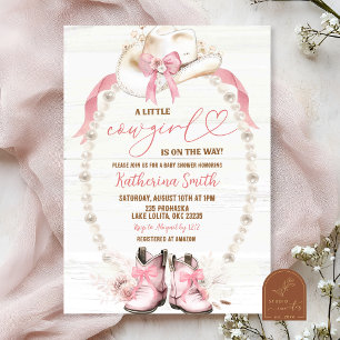Invitation Baby shower de coquette Pearl Rose Bow