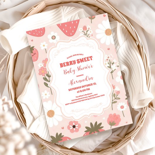 Invitation Baby shower de coquette rose doux au Berry
