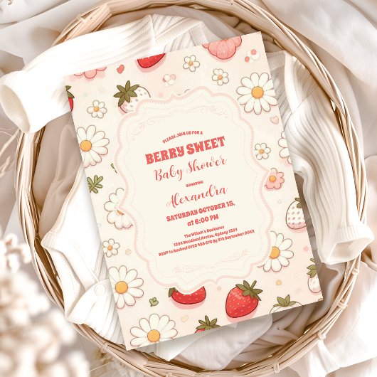 Invitation Baby shower de coquette rose pâle Berry