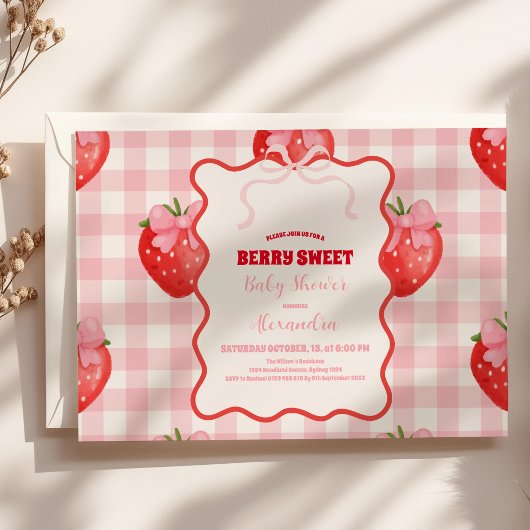 Invitation Baby shower de coquette rose pâle Berry