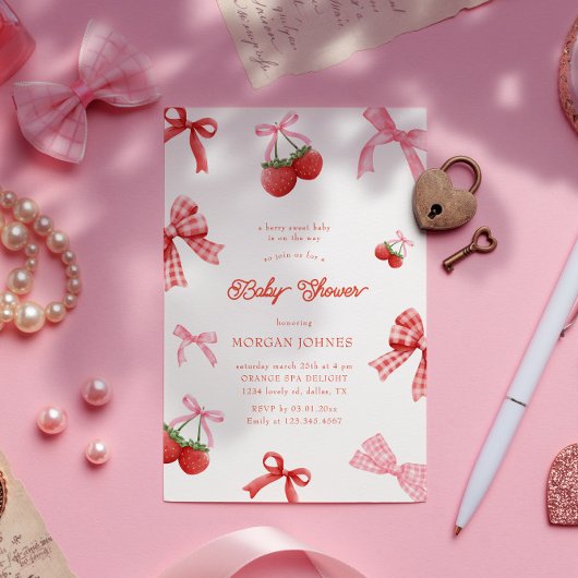 Invitation Baby shower de coquette rose pâle Berry