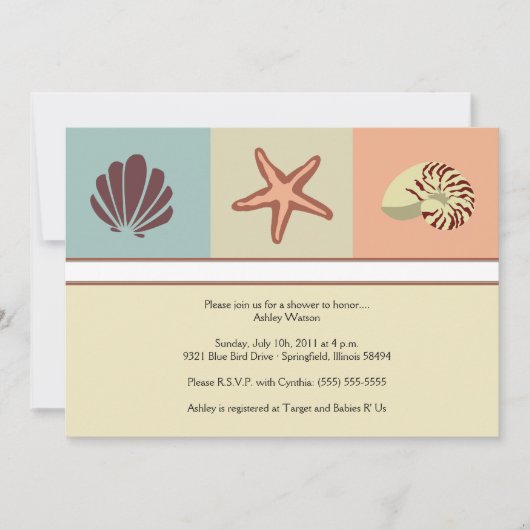 Invitation Baby shower de coquillages (Devant)