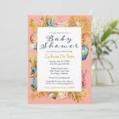 Invitation Baby shower de coquillages de plage nau (Debout devant)