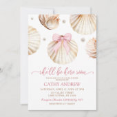 Invitation Baby shower de coquille pour fille rose (Devant)