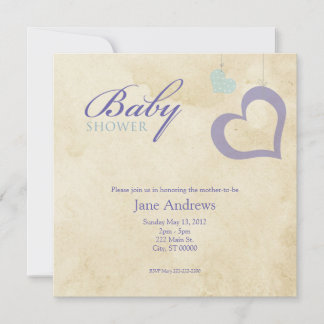 Invitation Baby shower de cordes de coeur - Purple et Bleu