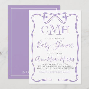 Invitation Baby shower de corneille de coquette pourpre FAIRE