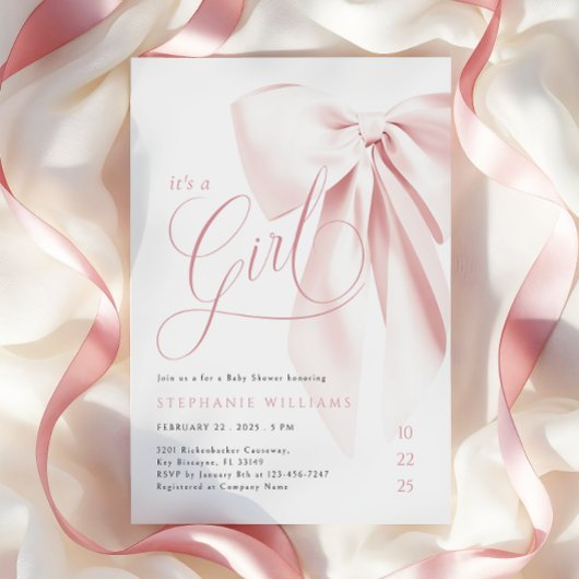 Invitation Baby shower de cou rose fille