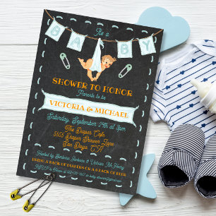 Invitation Baby shower de couche Couples en tableau Chalkboar