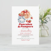 Invitation Baby shower de couches Retro moderne rose (Debout devant)