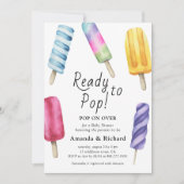 Invitation Baby shower de couleur aquarelle Popsicle (Devant)