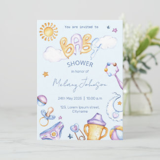 Invitation baby shower de couleur d'eau