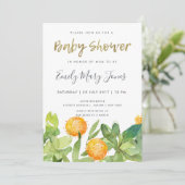 INVITATION BABY SHOWER DE COULEUR D'EAU FLORALE SUCCULTE CACT (Debout devant)