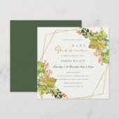 INVITATION BABY SHOWER DE COULEUR D'EAU FLORALE SUCCULTE CACT (Devant / Derrière)