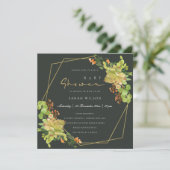 INVITATION BABY SHOWER DE COULEUR D'EAU FLORALE SUCCULTE KRAF (Debout devant)