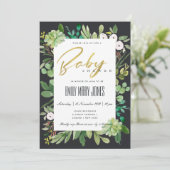 INVITATION BABY SHOWER DE COULEUR D'EAU SUCCULENTE DE RÉSERVE (Debout devant)