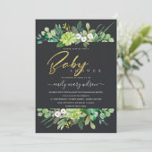 INVITATION BABY SHOWER DE COULEUR D'EAU SUCCULENTE DE RÉSERVE (Debout devant)
