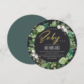 INVITATION BABY SHOWER DE COULEUR D'EAU SUCCULENTE DES ÉCHAPP (Devant / Derrière)