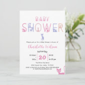 Invitation Baby shower de couleur mignonne Cat Pastel (Debout devant)