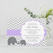 Invitation Baby shower de couleur modifiable Little Elephant  (Debout devant)