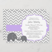 Invitation Baby shower de couleur modifiable Little Elephant  (Devant / Derrière)