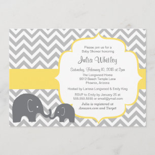 Invitation Baby shower de couleur modifiable Little Elephant