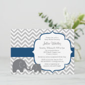 Invitation Baby shower de couleurs éditable Little Elephant C (Debout devant)