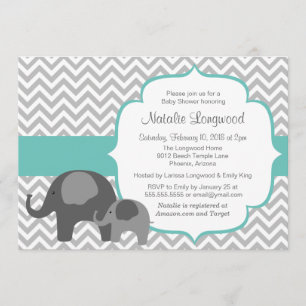 Invitation Baby shower de couleurs personnalisable Elephant &
