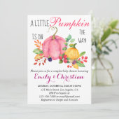Invitation Baby Shower de Couple Automnal Petite Citrouille R (Debout devant)